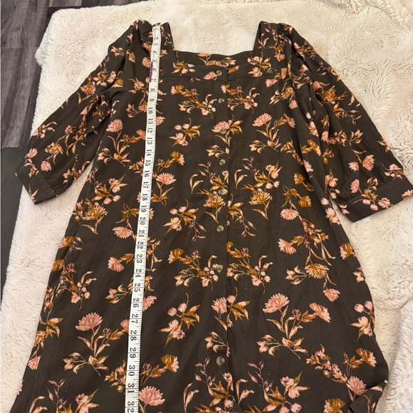 Garnet Hill Floral Long Sleeve Dress - Brown and Pink - Picture 7 of 7